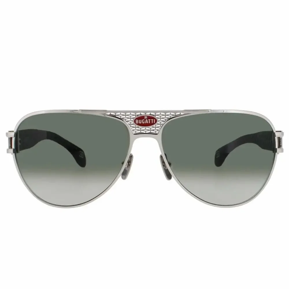 New! BUGATTI 11 SS Black and Sterling Silver Sunglasses Aviator Style, Authentic